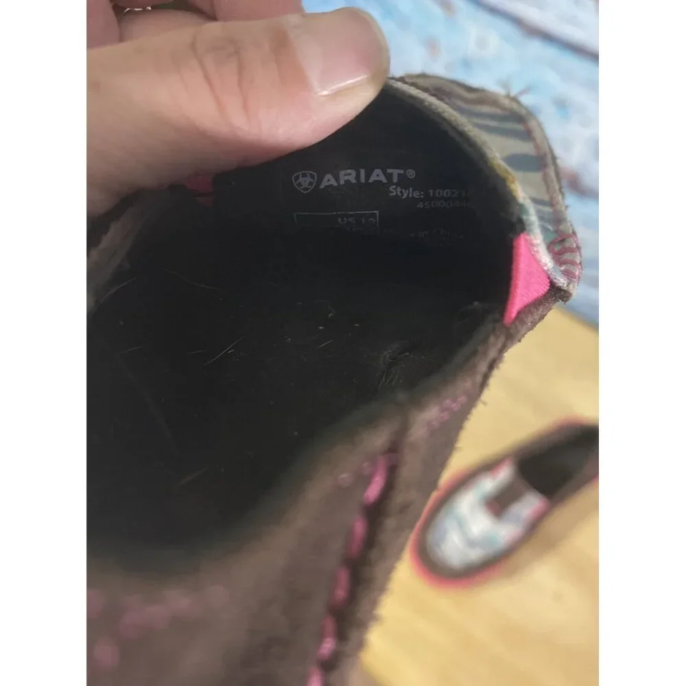 ARIAT Shoes girls Size 10C Pink White Brown‎ Slip On A1